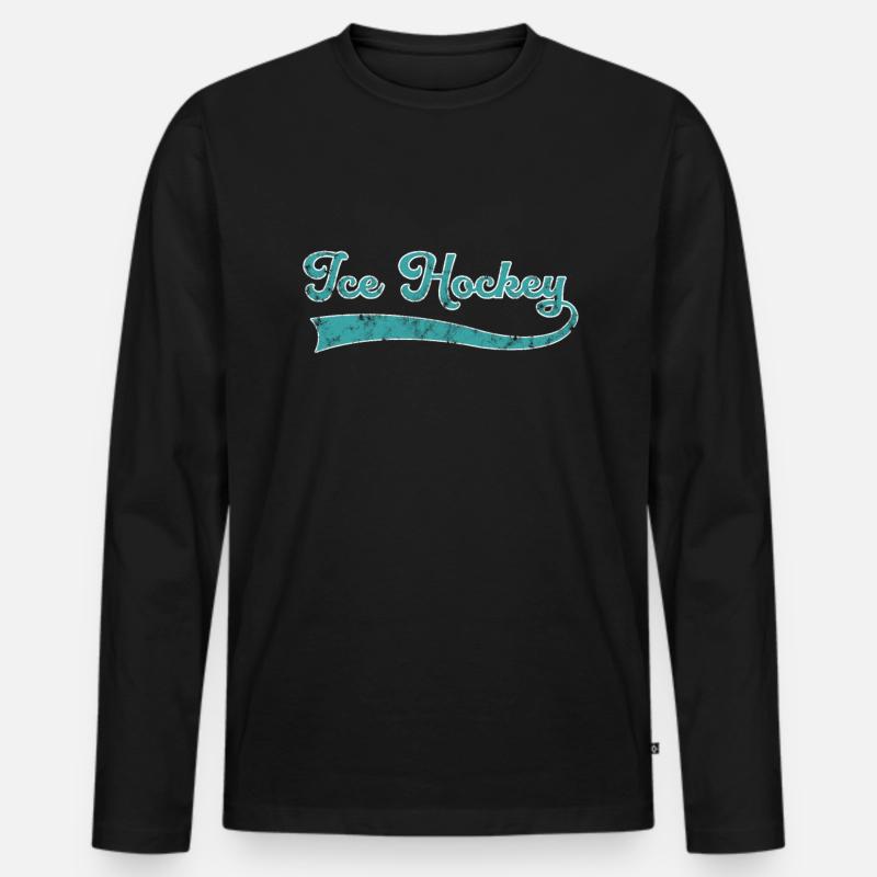 Eishockey Schriftzug - Männer Premium Bio Langarmshirt - Schwarz