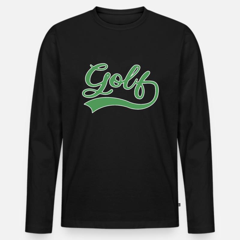 Golf Schriftzug - Männer Premium Bio Langarmshirt - Schwarz