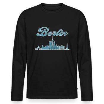 Horizon de la ville de Berlin - T-shirt manches longues Premium bio Homme - noir - Devant - Nico (187cm)