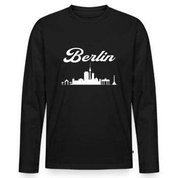 Horizon de la ville de Berlin - T-shirt manches longues Premium bio Homme - noir - Devant - Nico (187cm)