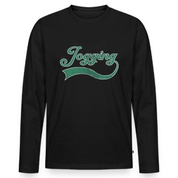 Lettrage de jogging - T-shirt manches longues Premium bio Homme - noir - Devant - Nico (187cm)