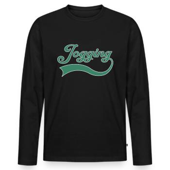 Lettrage de jogging - T-shirt manches longues Premium bio Homme - noir - Devant - Nico (187cm)