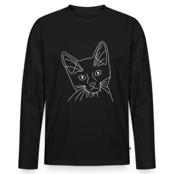 Cat cat face drawn - Men's Premium Organic Long Sleeve Shirt - black - Front - Nico (187cm)