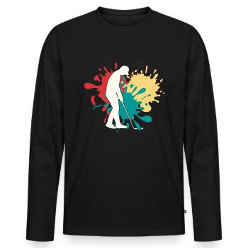 Jogging Silhouette - Men's Premium Organic Long Sleeve Shirt - black - Front - Nico (187cm)