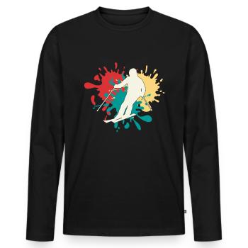 Skier Silhouette - Men's Premium Organic Long Sleeve Shirt - black - Front - Nico (187cm)