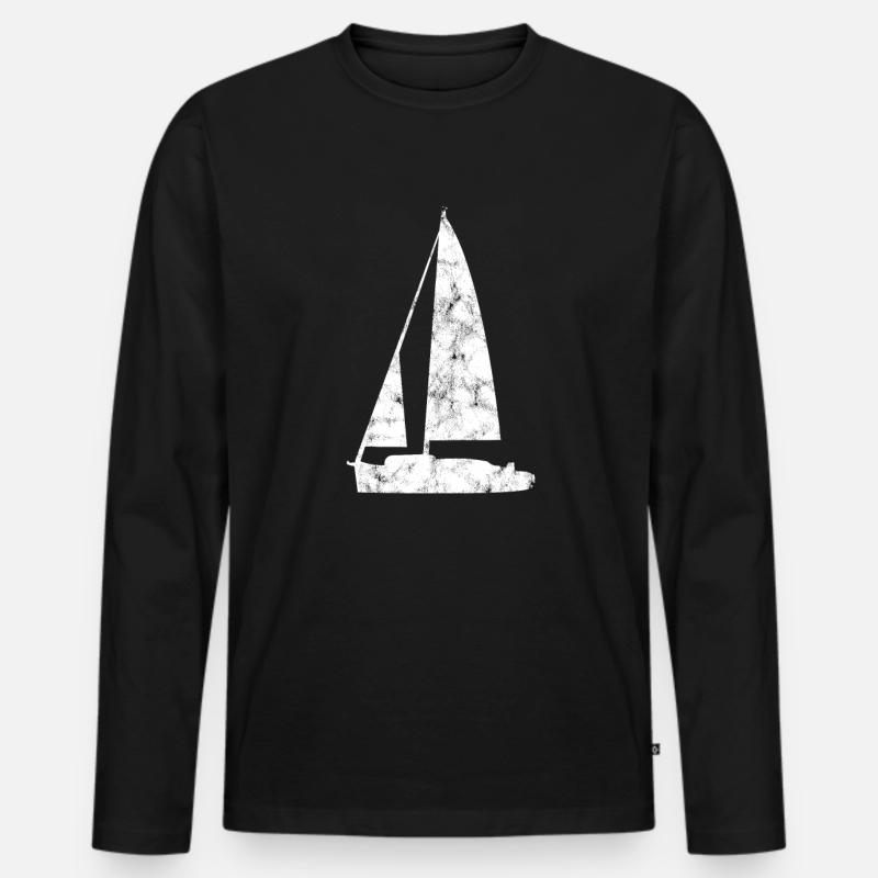 Segelboot Silhouette - Männer Premium Bio Langarmshirt - Schwarz