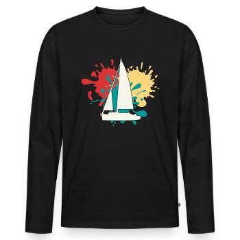 Sailing Boat Silhouette - Men's Premium Organic Long Sleeve Shirt - black - Front - Nico (187cm)