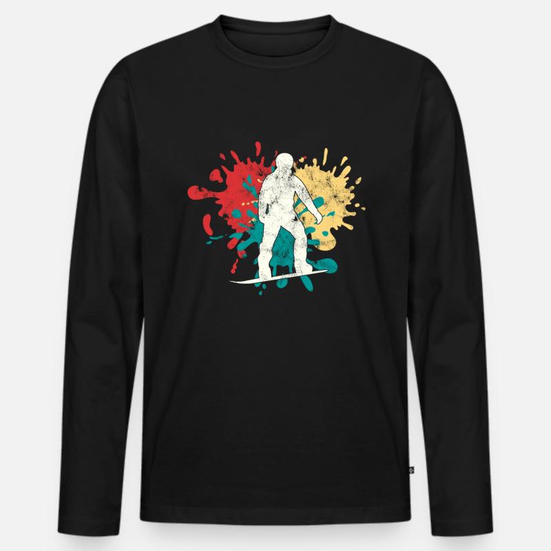 Snowboarding Silhouette - Männer Premium Bio Langarmshirt - Schwarz