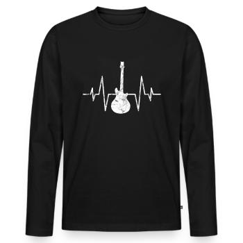 Rock Guitar Heartbeat - Men's Premium Organic Long Sleeve Shirt - black - Front - Nico (187cm)