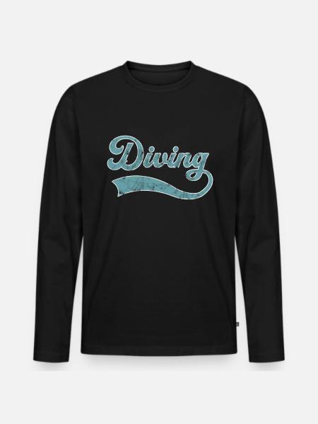 Tauchen Schriftzug - Männer Premium Bio Langarmshirt - Schwarz