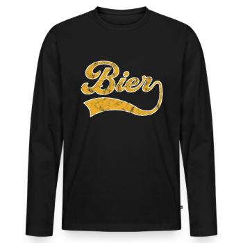Bier Schriftzug - Männer Premium Bio Langarmshirt - Schwarz - Vorne - Nico (187cm)