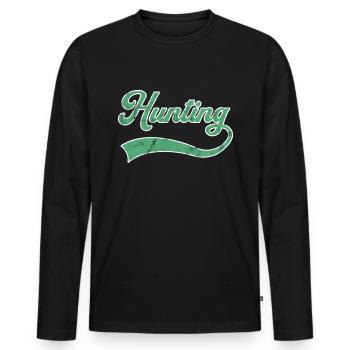 Hunting lettering - Men's Premium Organic Long Sleeve Shirt - black - Front - Nico (187cm)