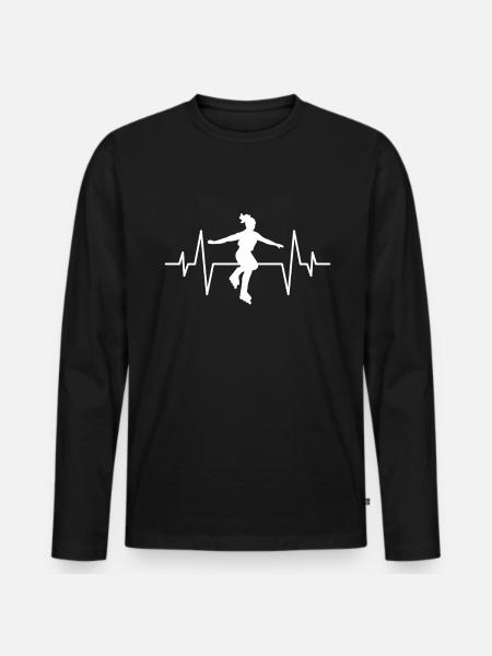 Latidos cardíacos de patinaje en línea - Camiseta ecológica prémium de manga larga para hombre - negro