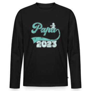 Papa 2023 - Männer Premium Bio Langarmshirt - Schwarz - Vorne - Nico (187cm)