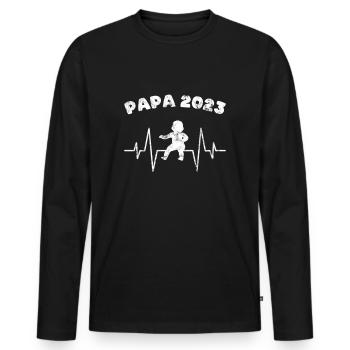 Papa 2023 - Männer Premium Bio Langarmshirt - Schwarz - Vorne - Nico (187cm)