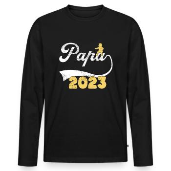 Papa 2023 - Männer Premium Bio Langarmshirt - Schwarz - Vorne - Nico (187cm)