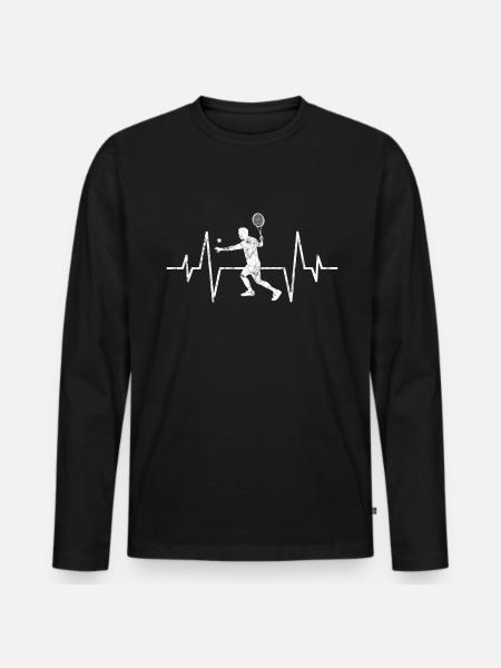Tennis heartbeat - Men's Premium Organic Long Sleeve Shirt - black