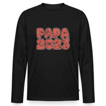 Papa 2023 - Männer Premium Bio Langarmshirt - Schwarz - Vorne - Nico (187cm)
