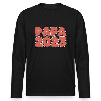 Papa 2023 - Männer Premium Bio Langarmshirt - Schwarz - Vorne - Nico (187cm)