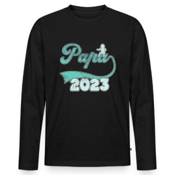 Papa 2023 - Männer Premium Bio Langarmshirt - Schwarz - Vorne - Nico (187cm)