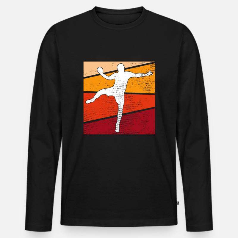 Handball Retro - Männer Premium Bio Langarmshirt - Schwarz
