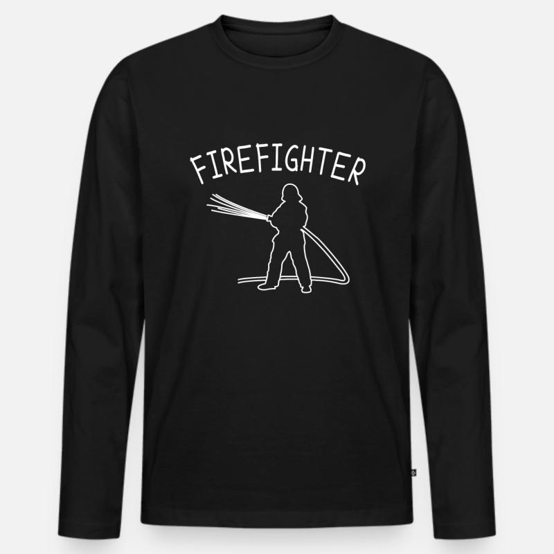 Feuerwehr firefighter - Männer Premium Bio Langarmshirt - Schwarz