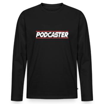 Podcaster Podcast host - Männer Premium Bio Langarmshirt - Schwarz - Vorne - Nico (187cm)