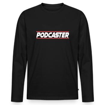 Podcaster Podcast host - Männer Premium Bio Langarmshirt - Schwarz - Vorne - Nico (187cm)