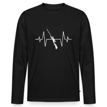 Battement de cœur de fusil de chasse - T-shirt manches longues Premium bio Homme - noir - Devant - Nico (187cm)