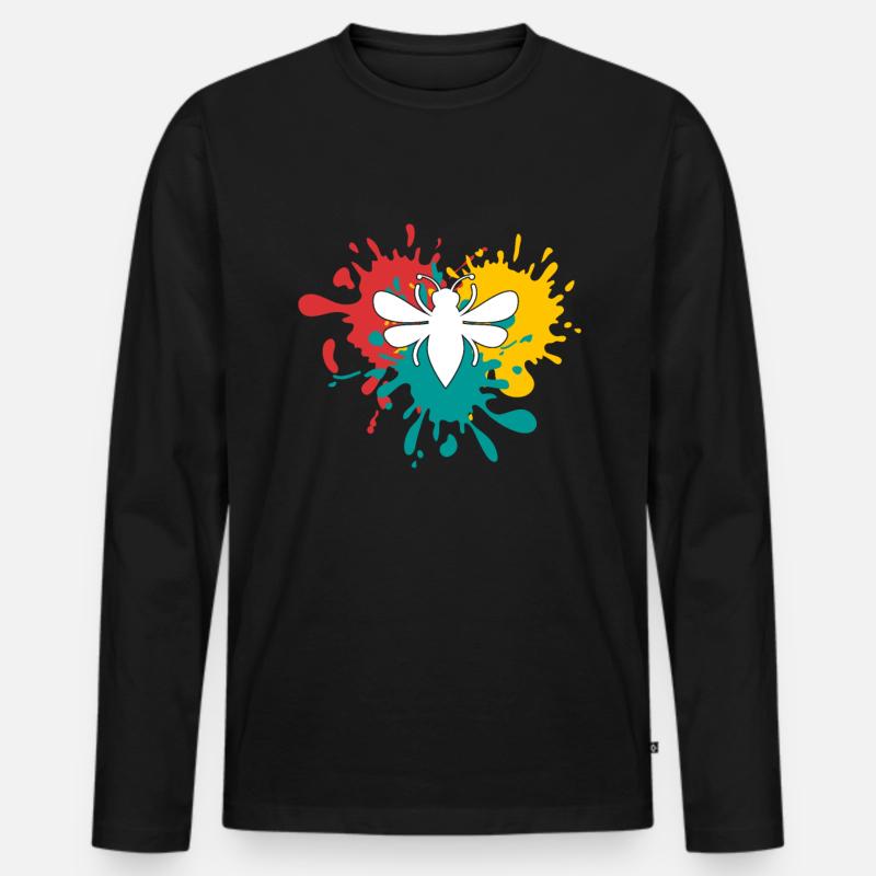 Biene - Männer Premium Bio Langarmshirt - Schwarz