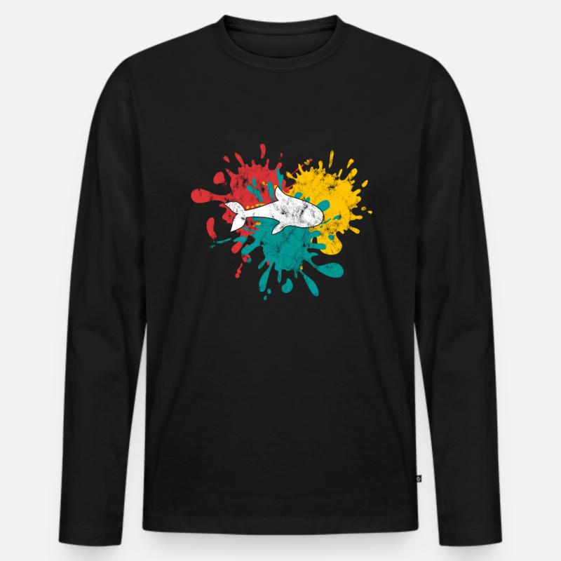 Delfin - Männer Premium Bio Langarmshirt - Schwarz