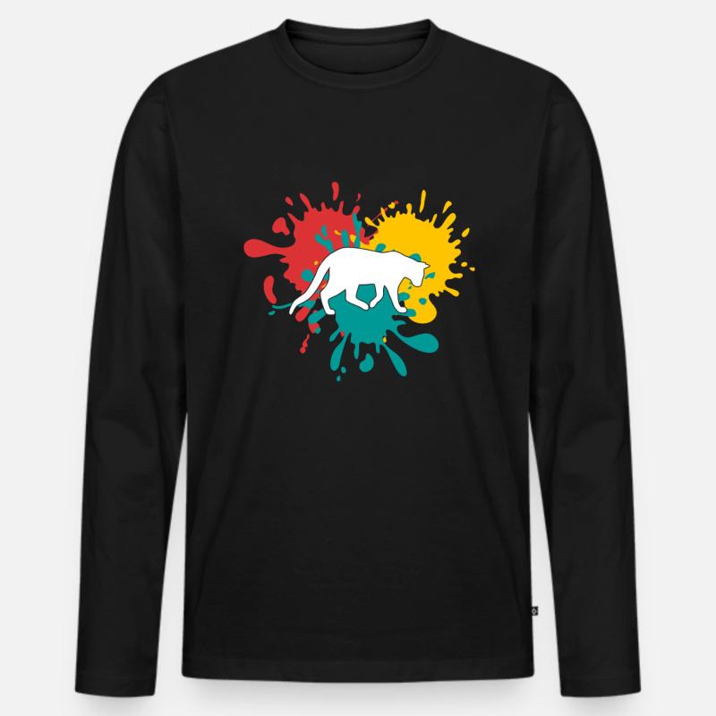 Katze - Männer Premium Bio Langarmshirt - Schwarz