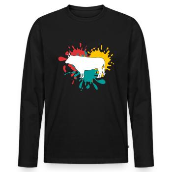 Stier - Männer Premium Bio Langarmshirt - Schwarz - Vorne - Nico (187cm)