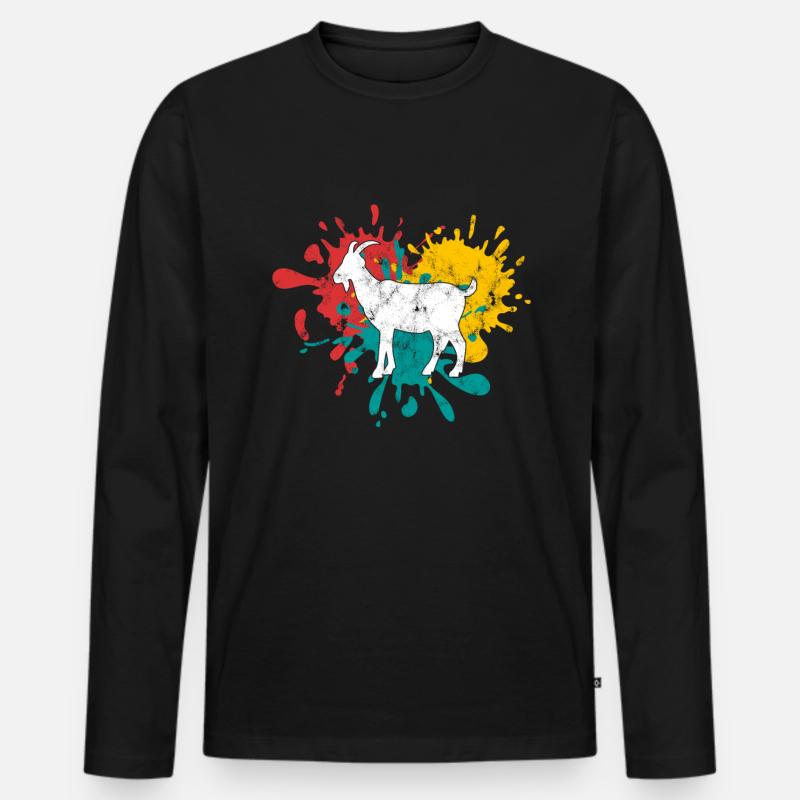 Ziege Silhouette - Männer Premium Bio Langarmshirt - Schwarz
