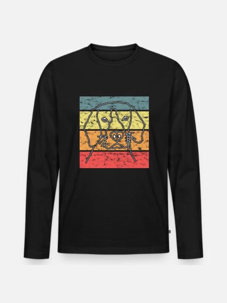Dog Dog Head Retro - Men's Premium Organic Long Sleeve Shirt - black
