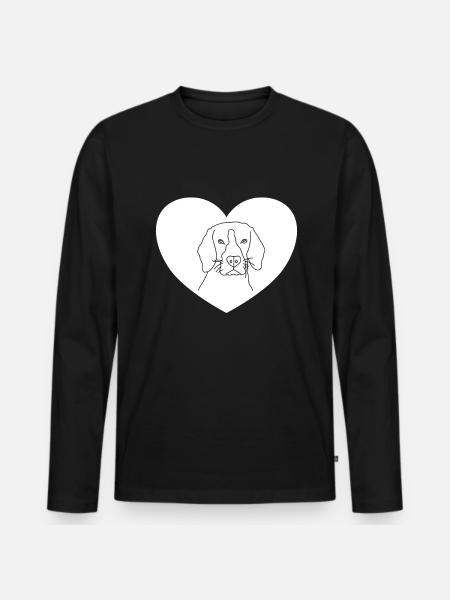 Dog Dog Head Heart - Men's Premium Organic Long Sleeve Shirt - black
