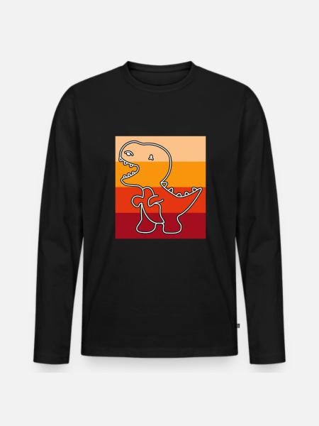 Dino Dinosaur Retro - Men's Premium Organic Long Sleeve Shirt - black