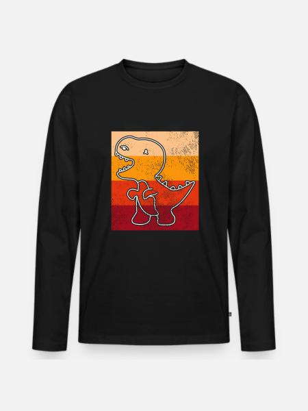 Dino Dinosaur Retro - Men's Premium Organic Long Sleeve Shirt - black