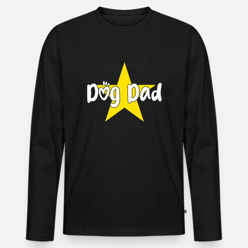 Hunde Papa - Männer Premium Bio Langarmshirt - Schwarz