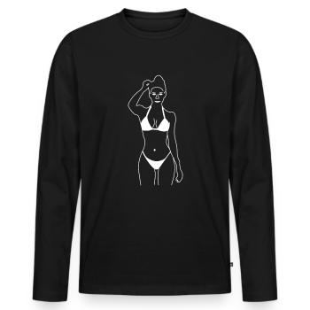 beautiful woman drawn - Men's Premium Organic Long Sleeve Shirt - black - Front - Nico (187cm)