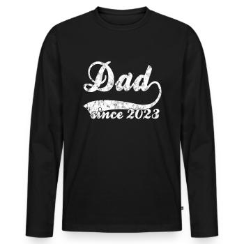 Papa 2023 - Männer Premium Bio Langarmshirt - Schwarz - Vorne - Nico (187cm)