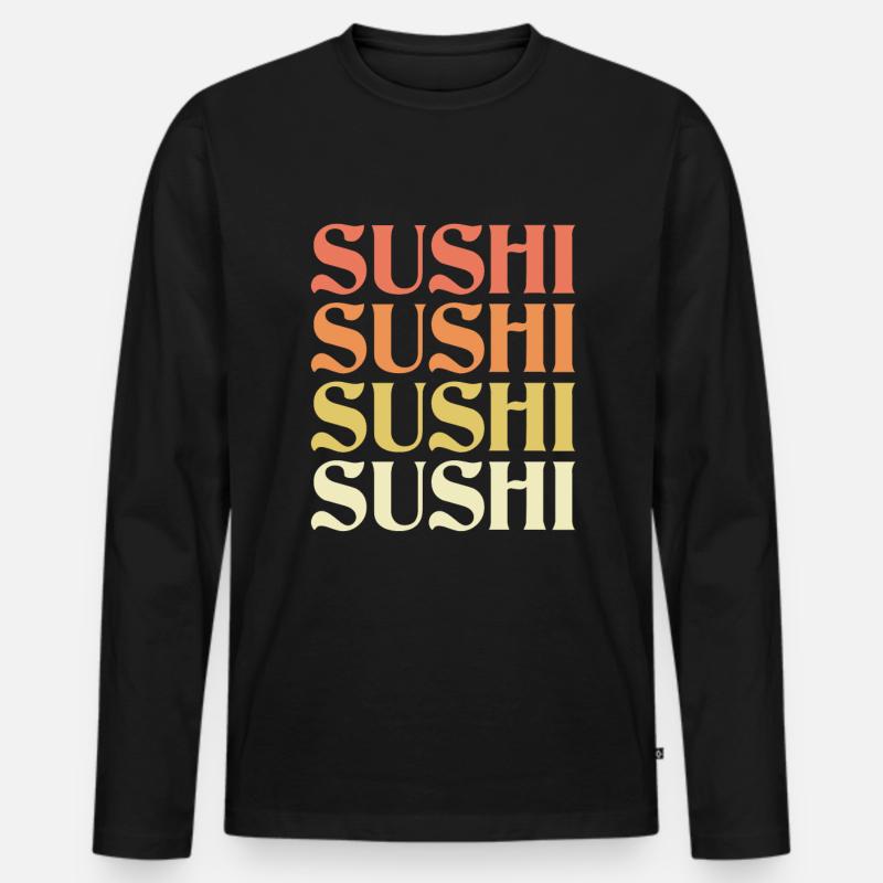 Sushi Retro - Männer Premium Bio Langarmshirt - Schwarz