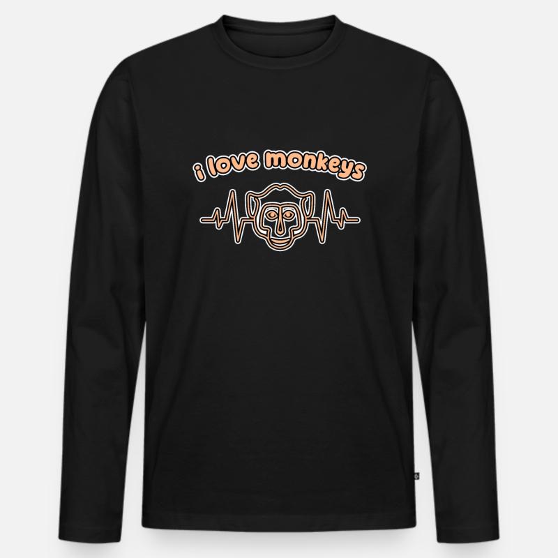 ich liebe Affen - Männer Premium Bio Langarmshirt - Schwarz