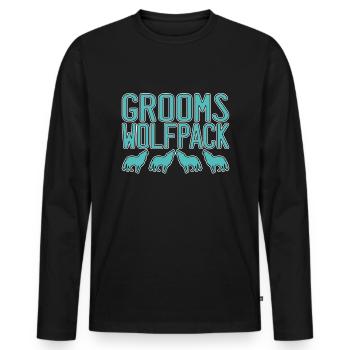 Groom's Wolf Pack - Men's Premium Organic Long Sleeve Shirt - black - Front - Nico (187cm)