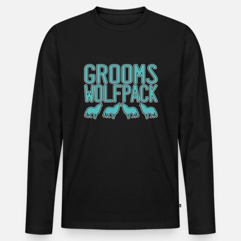 Bräutigam`s Wolfsrudel - Männer Premium Bio Langarmshirt - Schwarz