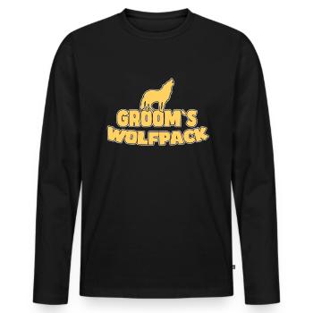 Groom's Wolf Pack - Men's Premium Organic Long Sleeve Shirt - black - Front - Nico (187cm)