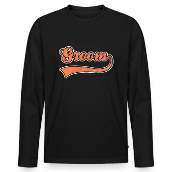 Groom groom lettering - Men's Premium Organic Long Sleeve Shirt - black - Front - Nico (187cm)
