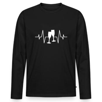 Sparkling wine heartbeat New Year - Men's Premium Organic Long Sleeve Shirt - black - Front - Nico (187cm)