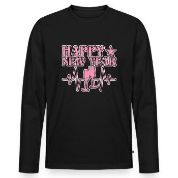 Frohes Neues Jahr - Männer Premium Bio Langarmshirt - Schwarz - Vorne - Nico (187cm)