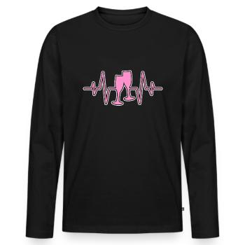 Sparkling wine heartbeat New Year - Men's Premium Organic Long Sleeve Shirt - black - Front - Nico (187cm)